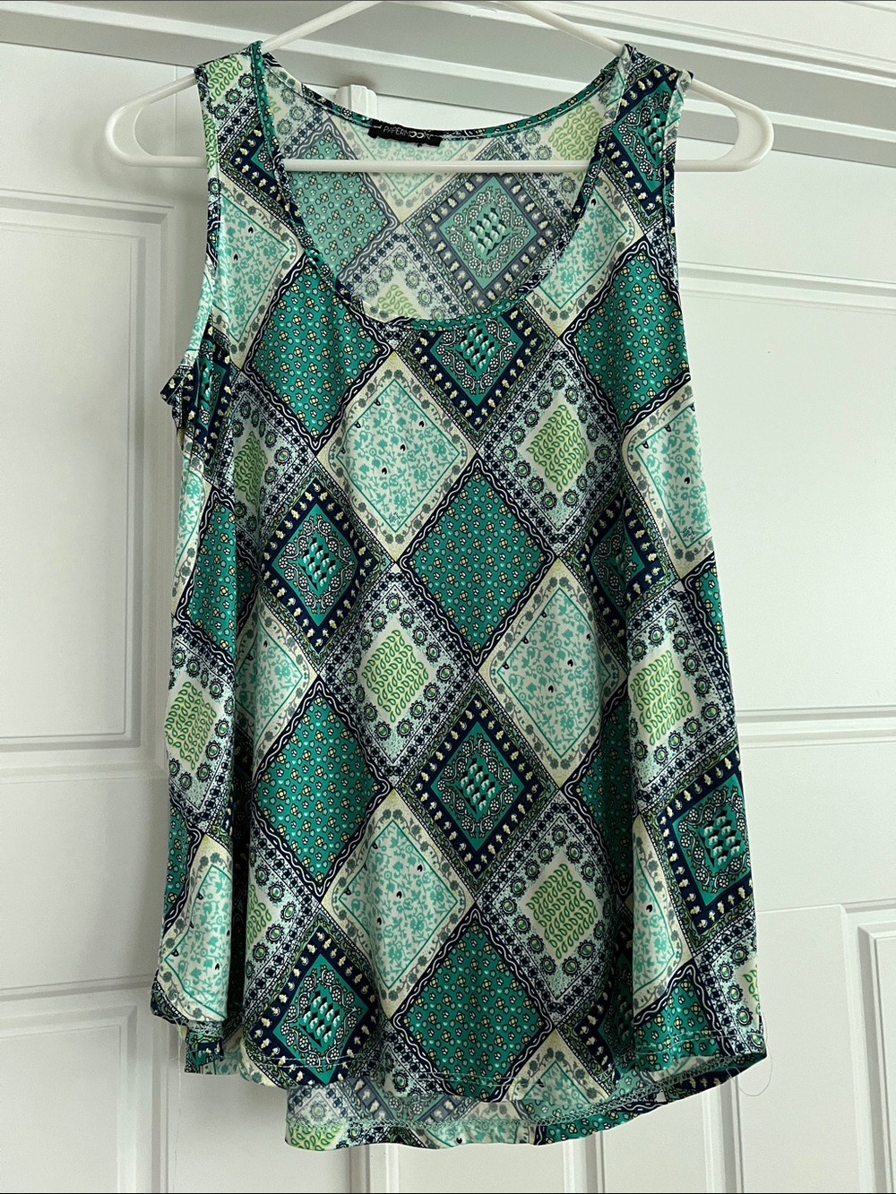 Papermoon Teal & Mint Patchwork Print Tank Top